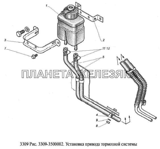 Установка привода тормозной системы ГАЗ-3309 (Евро 2)
